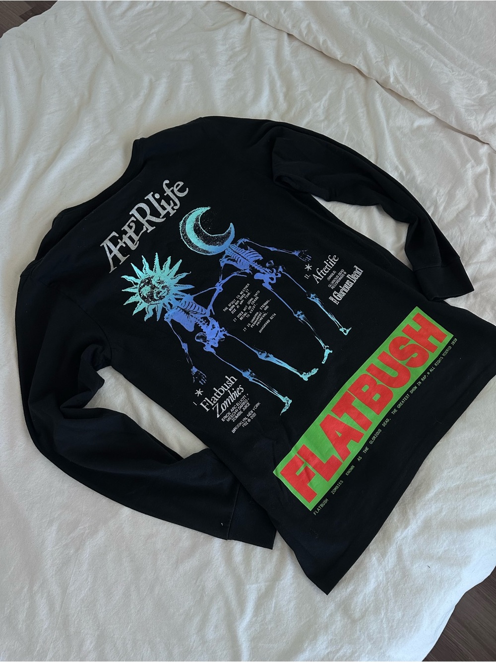 Flatbush Zombies Size M Black Long Sleeve w/ Front, Back, Double Sleeve Graphics